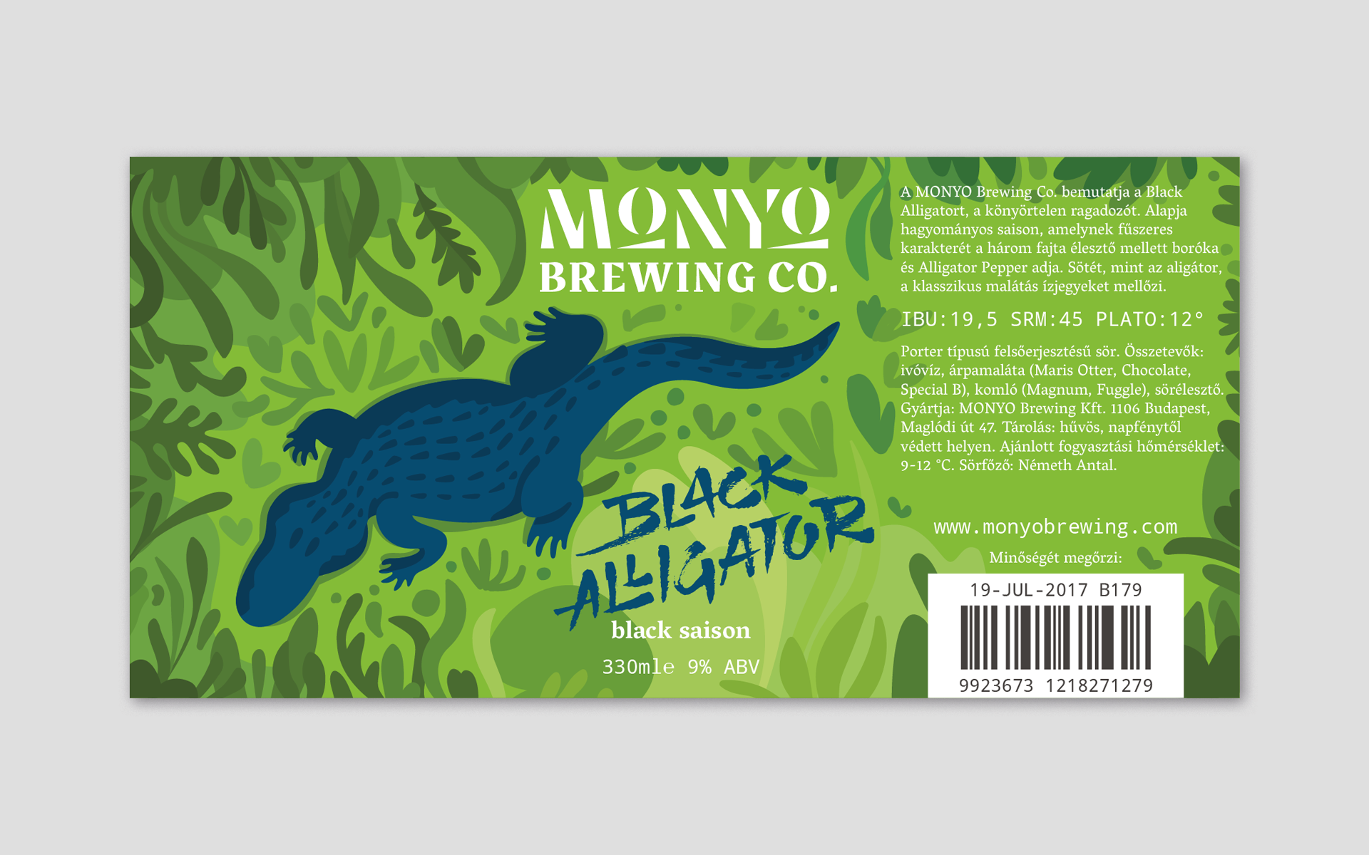 MONYO craft beer packaging \ Black Alligator label design