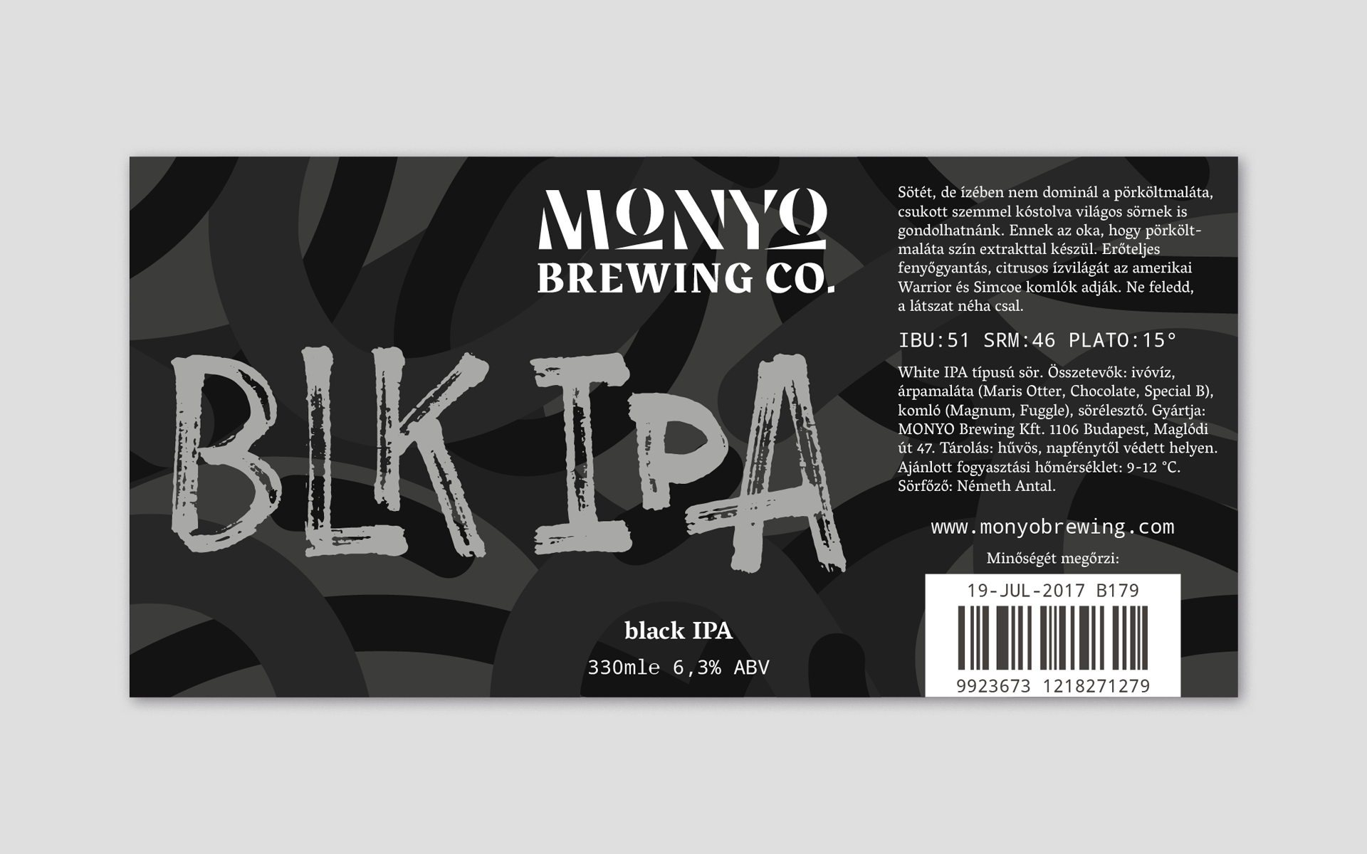 MONYO craft beer packaging \ Black IPA label design
