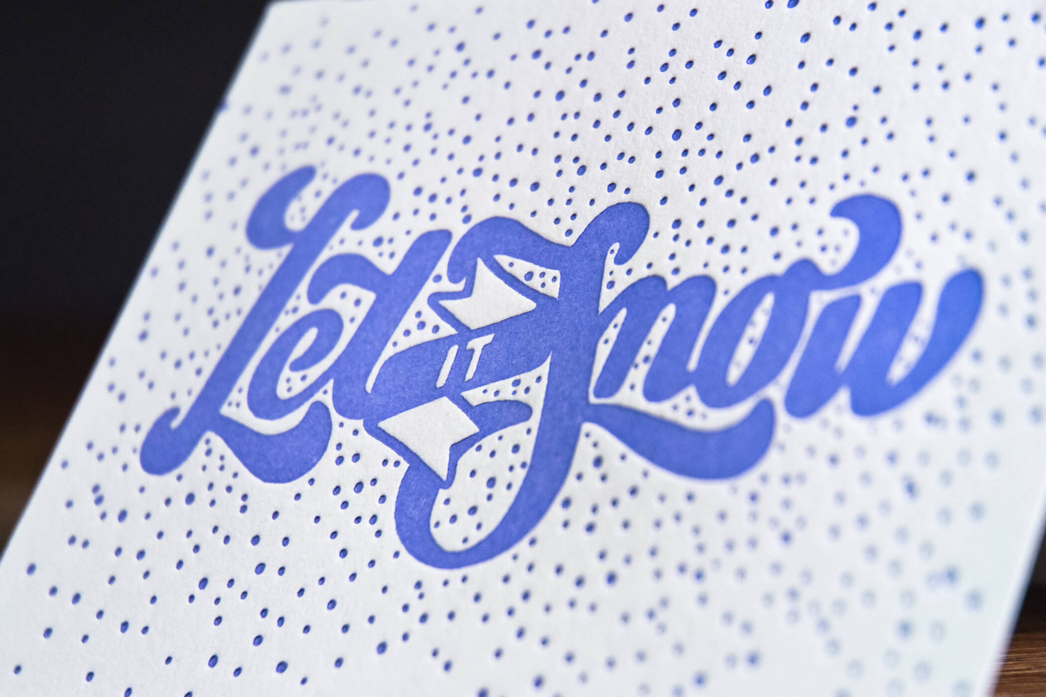 Letterpress postcard - let it snow lettering
